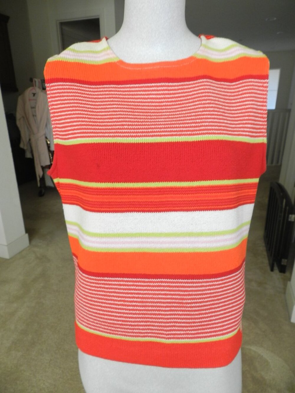St John Sport by Marie Gray Multi Stripe Pullover Knit Wool Blend Top
